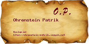 Ohrenstein Patrik névjegykártya